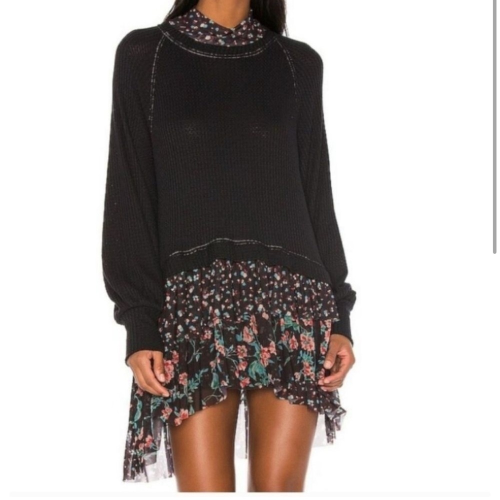 Free People Black Mini Dress Opposites attract dress